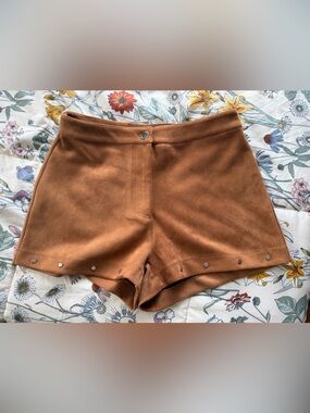 Sincerely Jules Faux Suede High Waisted Shorts Brown Size M
